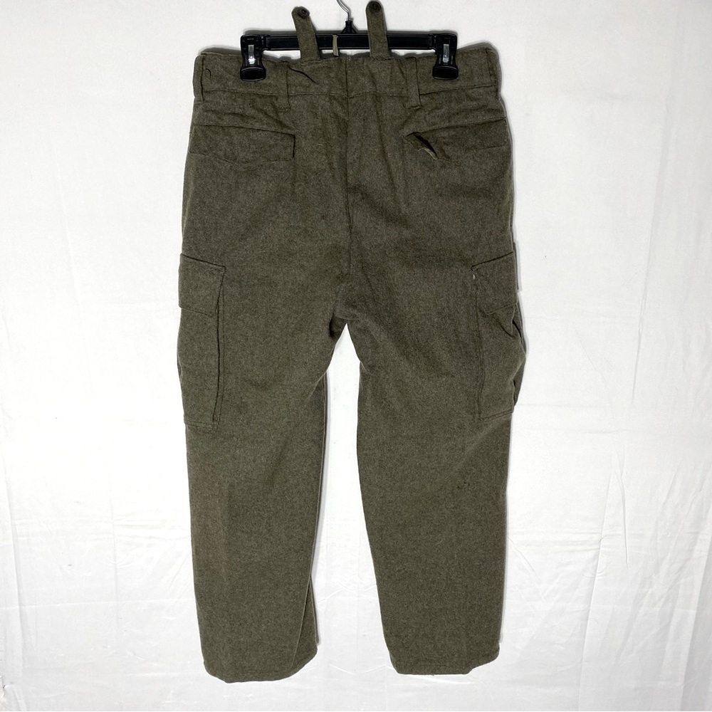 Vintage German Military Army Green Cargo Style Thick Wool Pants 32X27 Militaria - Picture 2 of 14